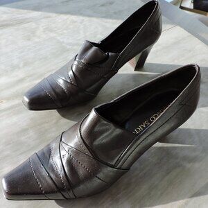 Franco Sarto Brown Leather Square Toed Heel, Women Size